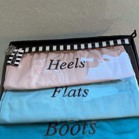 🎉HP🎉HENRI BENDEL TRAVEL SHOE BAG SET OF 3.ZIP CARRY CASE WITH SIGNATURE PULL - Picture 5 of 8